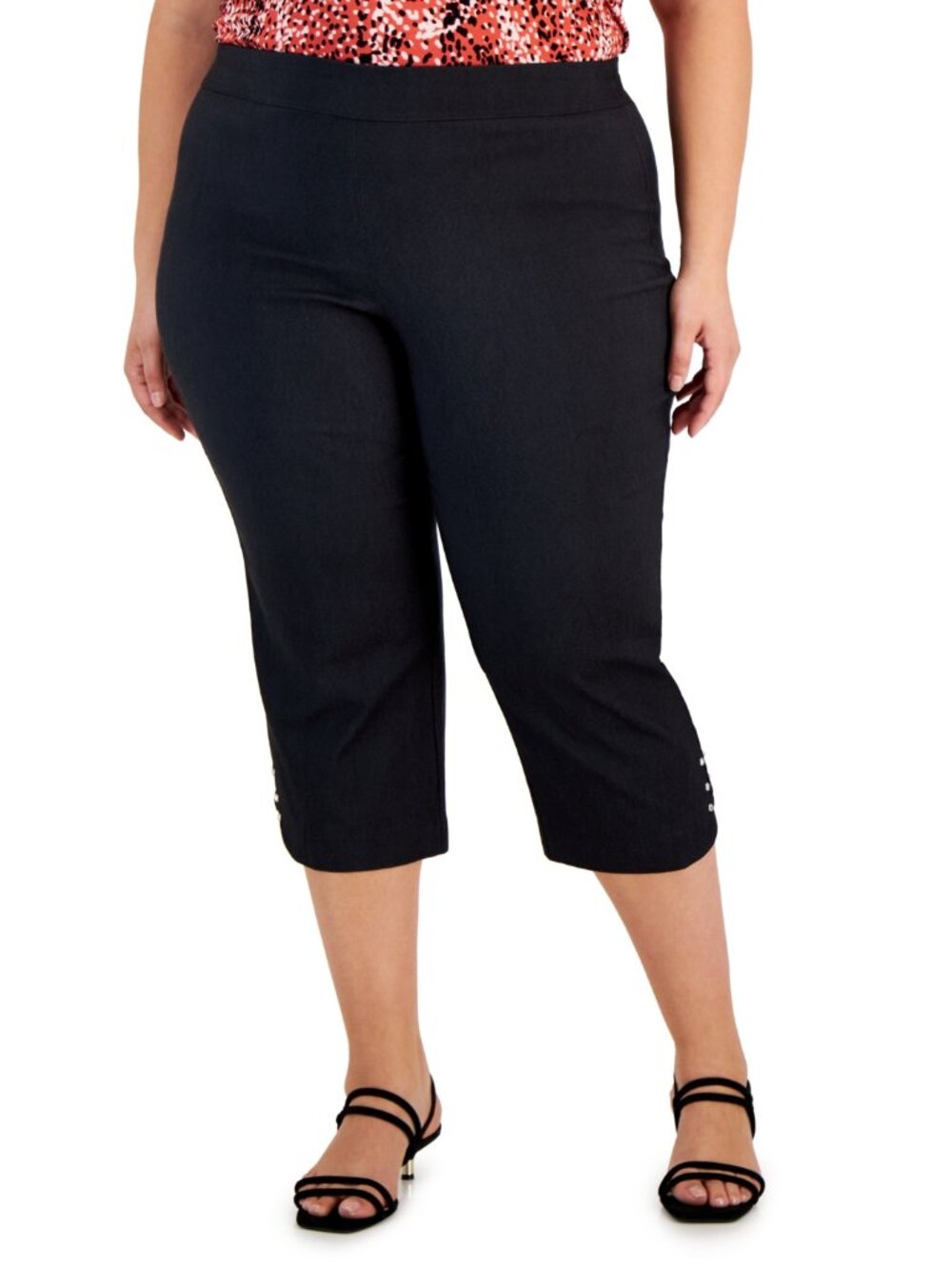 JM Collection Plus Size Lattice-Hem Capri Pants 0X NWT